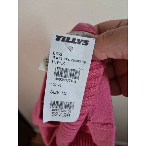 NWT Full Tilt Crop Top Off Shoulder Boho Y2K Pink Size XS - Picture 4 of 4